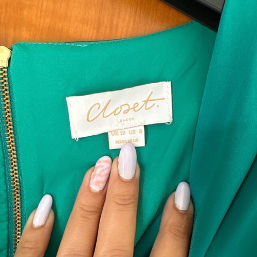Closet London dress used, green, long envelope style