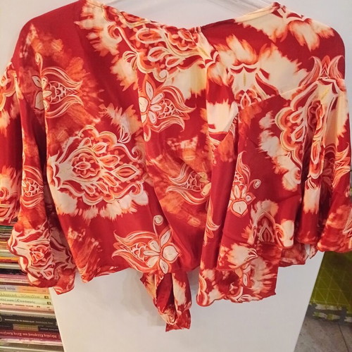 Women's bustier blouse, white and orange, one size