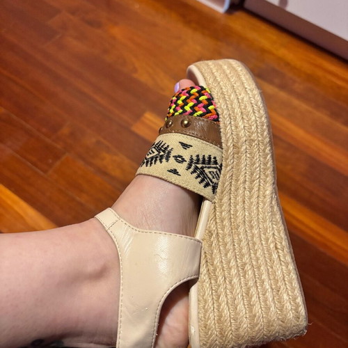 Summer platform sandals size 36 like new, multicolor and beige