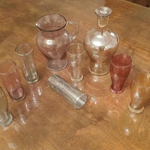 Vintage drink glasses and jugs like new, set of 10 pieces