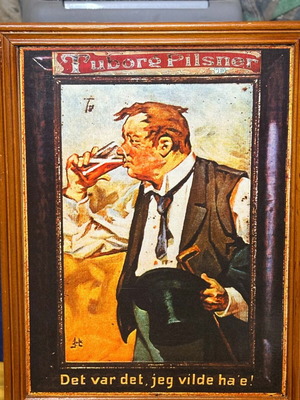 Tuborg Pilsner wooden advertising sign