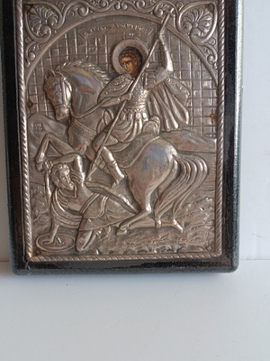 Silver Icon 950 Saint Demetrios used, Byzantine art replica
