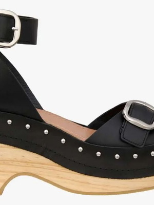 Zara leather platform sandals used, size 37, black and beige