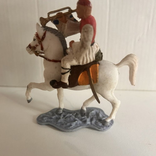 Athens Evzone Cavalry Trumpeter Figurine, 1980s red fermanella