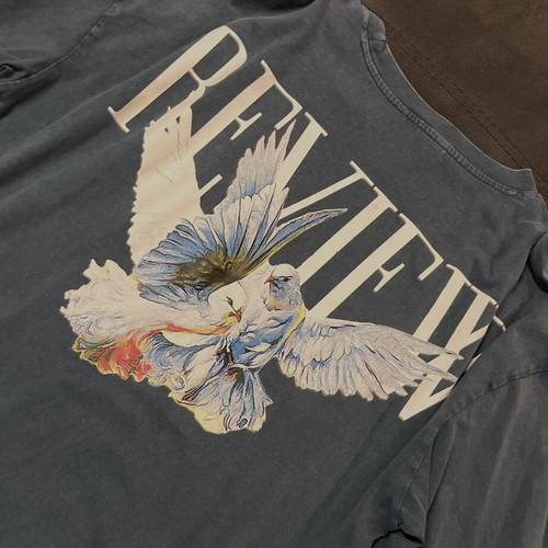 Review T-shirt, size L, grey and blue