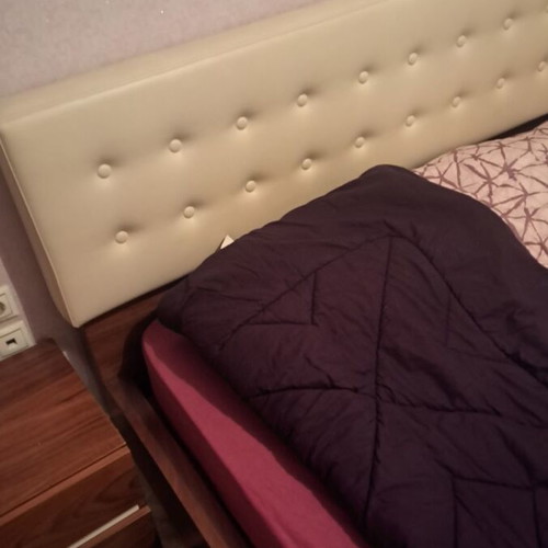 Double bed handmade from walnut wood like new with mattress
