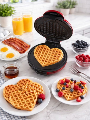 Mini Heart-Shaped Waffle Maker 350W New