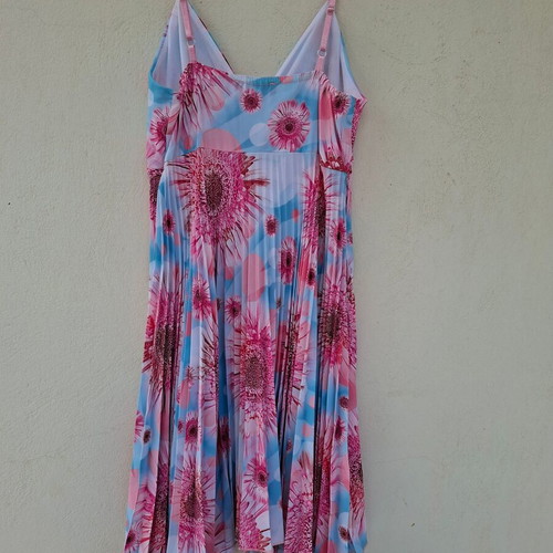 John Zack Vintage Y2K Asymmetric Pleated Dress new, blue and pink