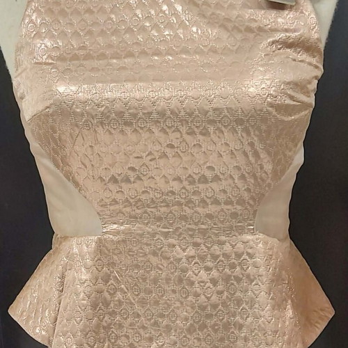 Gold Rose Sleeveless Top with Waist and Sheer Detail Thurley new, beige