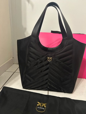 Pinko quilted tote bag new, black shoulder bag
