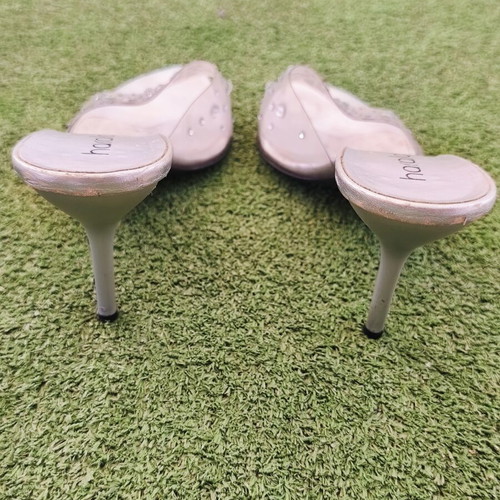 Haralas premium high heels with crystals like new, silver