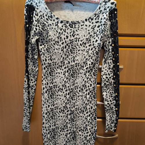 Pin Up gray leopard knit dress like new