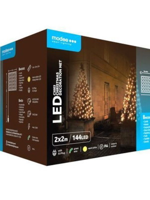 Modee LED χριστουγεννιάτικα φωτάκια δίχτυ με 144 θερμά λευκά LED, 2x2 μ.
