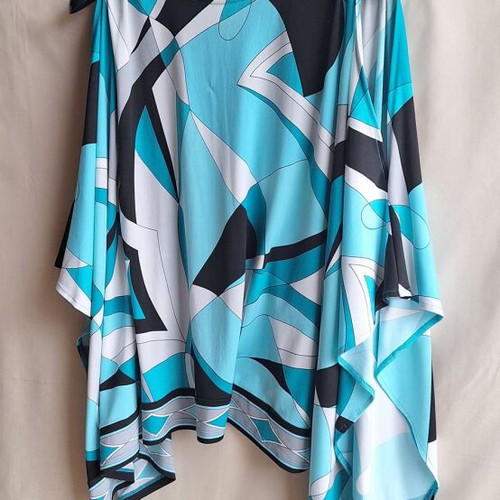 Michael Kors Cold Shoulder Blouse Top XS/S like new, turquoise geometric