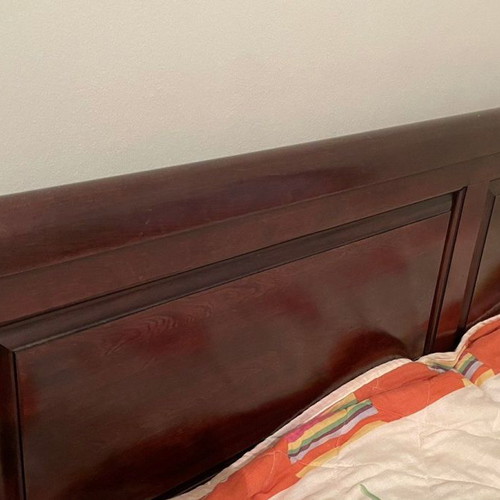 Bedroom set with double bed, two nightstands and dresser with mirror Varagkis like new
