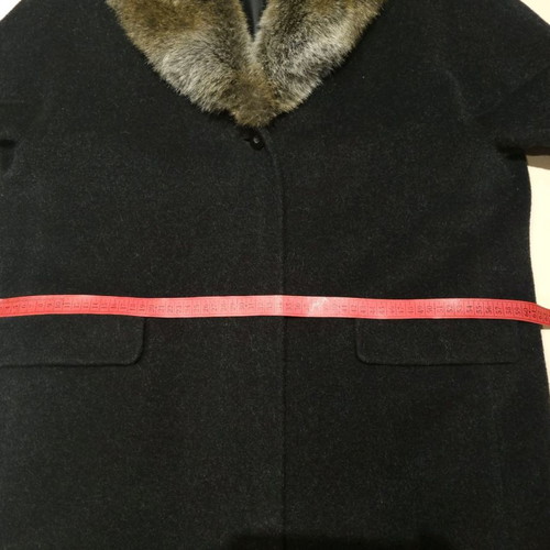 Wool coat new with synthetic fur, gray, size XL