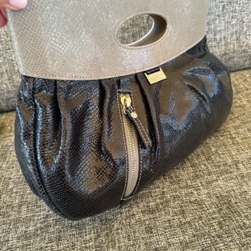 Nannini leather handbag like new, black and beige