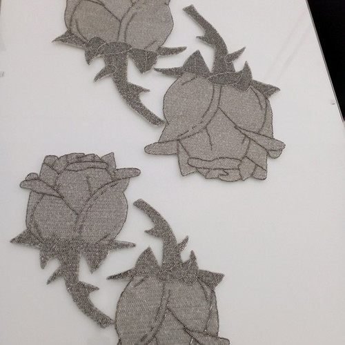 Set of 4 Handmade Embroidered Rose Placemats