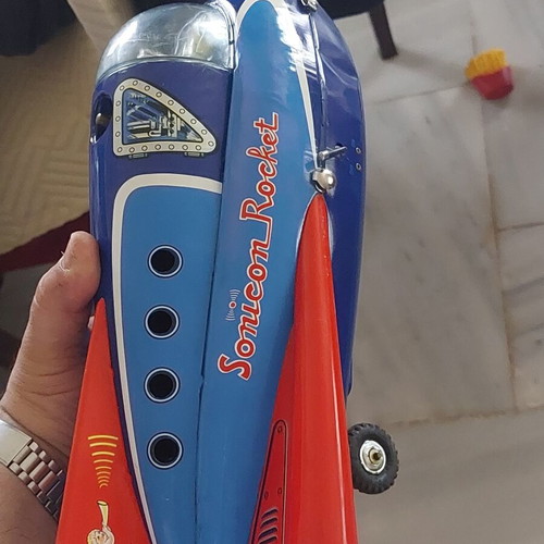 Masdaya Sonicon Space Patrol Car vintage tinplate rocket used