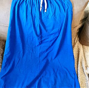Γυναικεία καλοκαιρινή φουστα μπλε μακριά με σκισιματα στα πλαϊνά