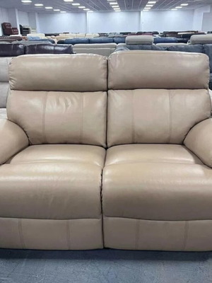 Leather sofa double cream with electric relaxing mechanism new