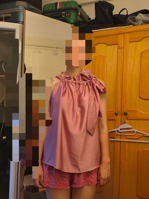 Ροζ μπλούζα με φιόγκο σαν καινούργιο, μέγεθος M