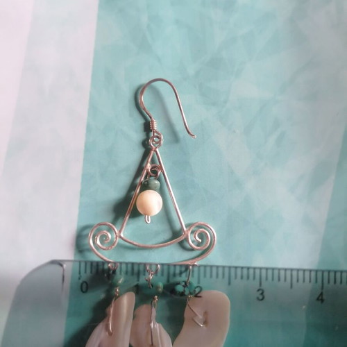 Silver 925 boho earrings new with turquoise and shell