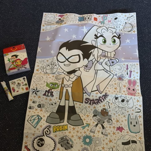 Robin and Starfire craft set like new with stickers and crayons