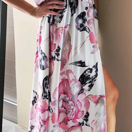 Maxi dress Seva new, medium, white pink