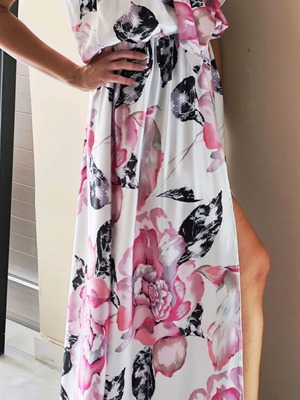 Maxi dress Seva new, medium, white pink