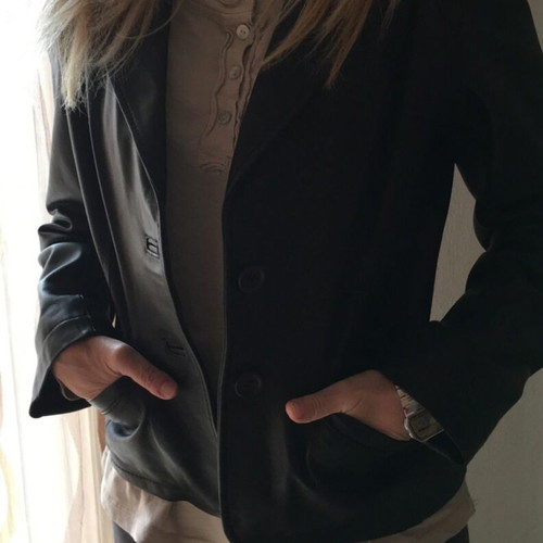 Betty Flowers leather jacket black, like new, size 44