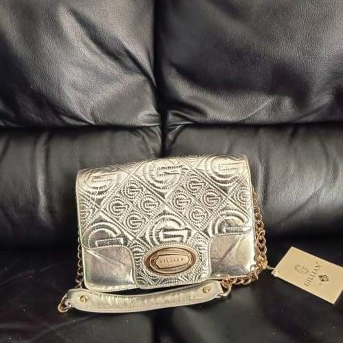 Gillian shoulder bag silver new with chain strap and leather