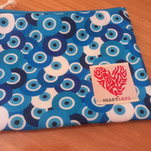 Wallet pouch new with zipper white and blue