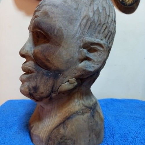 African statue used, handmade wood, ancient art