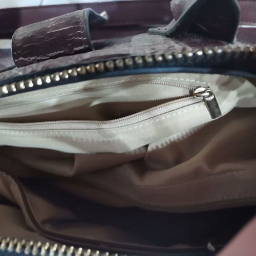 Women's handbag used, brown with beige interior