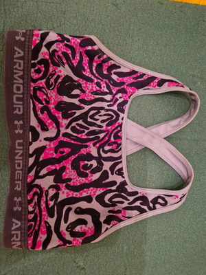 Under Armour Sports Bra like new, size L, gray and pink