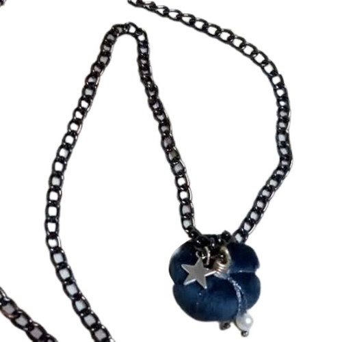 Long Christmas necklace with handmade mini pumpkin in anthracite color new