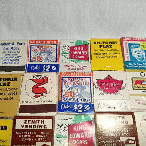 Vintage advertising matchboxes and matchbooklets, pack of 28, like new