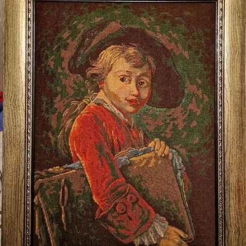 Handmade embroidered large textile painting used in luxury frame 62x81cm