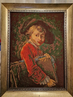 Handmade embroidered large textile painting used in luxury frame 62x81cm