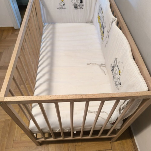 IKEA baby cot with mattress and bedding