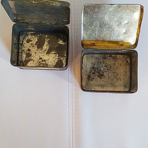 Papagalos Loumidis tea tins used, set of 2, 1950s