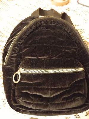Black velvet backpack like new