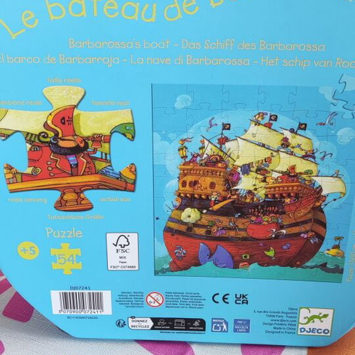 Djeco Pirate Ship Puzzle 54 Pieces Like New, Age 5+