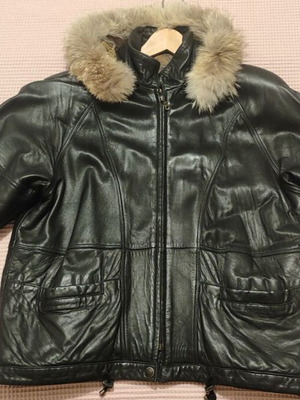 Leather women's vintage jacket used, black, size L
