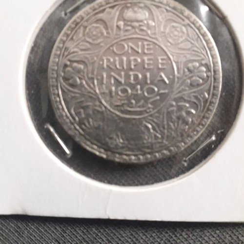 One Rupee India 1940 Mumbai Mint silver coin used