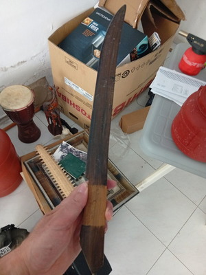 Wooden decorative sword handmade, used, from Africa 1985