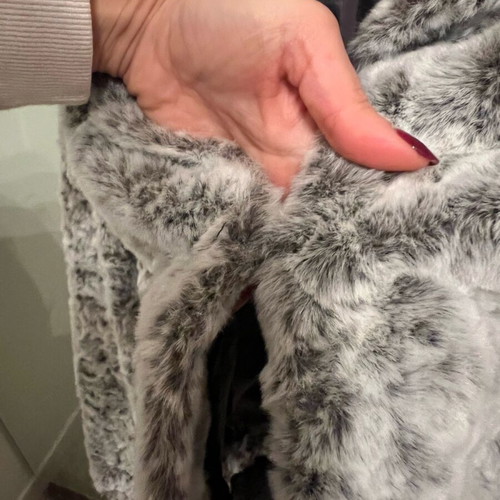 Faux fur women's coat like new, white and gray