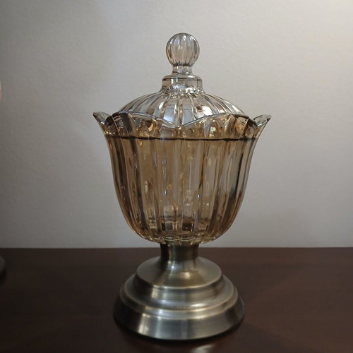 Iridescent crystal fondue pot in excellent condition