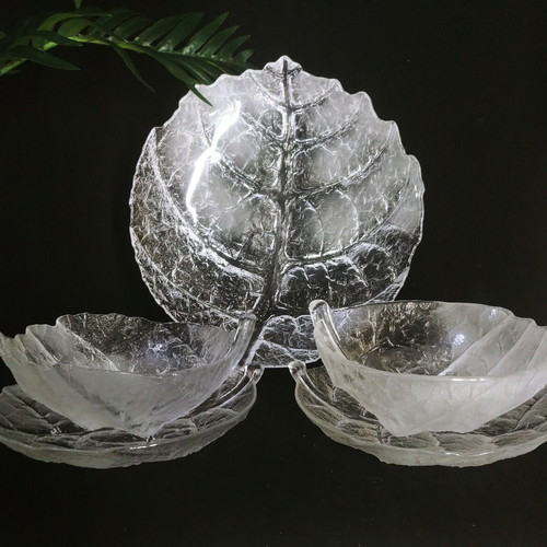 Maleras/Royal Krona Leaf 5-piece set handmade lead crystal plates Mats Jonasson